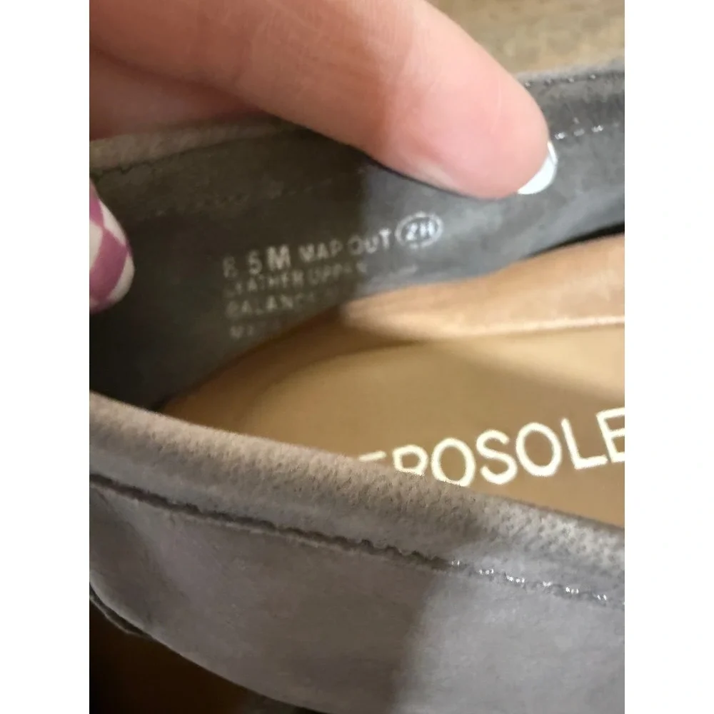 Aerosoles Map Out Grey Nubuck Leather Penny‎ Loafers Flats Womens 8.5 M